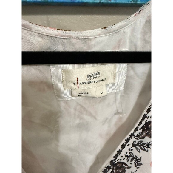 Anthropologie Pink and Tan Smocked Maxi Dress with Bishop Sleeves - Picture 4 of 8